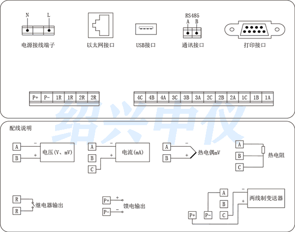 四路無紙記錄儀接線圖 四路無紙記錄儀接線圖