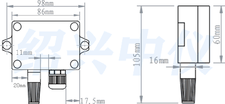 溫濕度變送器安裝外形說(shuō)明圖